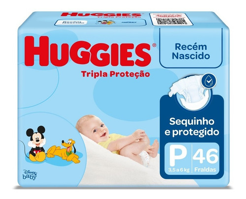 Pacote De Fraldas Tripla Proteção P Com 46 Unidades Huggies