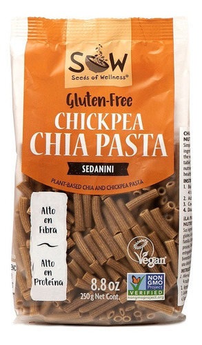 Fideos Sin Gluten De Garbanzo Chia 250g Sedanini - Sow