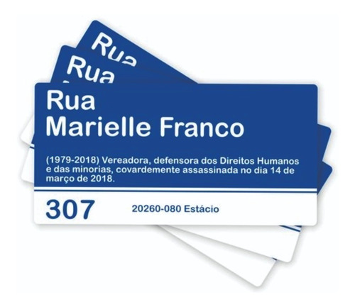 Placa De Rua Marielle Franco Rio De Janeiro Brasil 35x20cm 