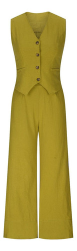 Pantalones De Traje Conjuntos De Lino Para Mujer, 2 Piezas