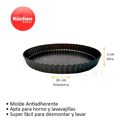 Imagen 2 de 10 de Molde Tarta Antiadherente Desmoldable 26 Cm Cuotas