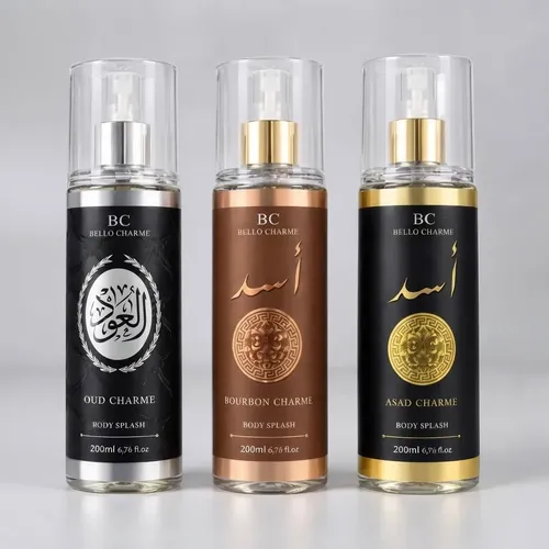 Kit 3 Body Splash Árabe Masculino Bourbon, Oud E Asad Black