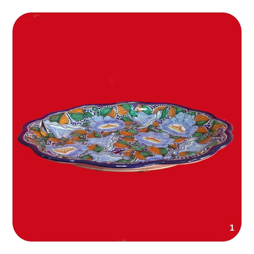 Imagen 2 de 2 de Charola Pavera De Talavera Poblana Colores 48x39 Cm M1 Chr
