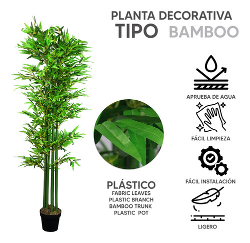 Kit 2 Plantas Artificiales Tipo Bamboo 180cm Recepcion