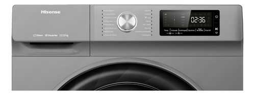 Lavasecadora automática Hisense PureJet inverter hasta 15kg color plata