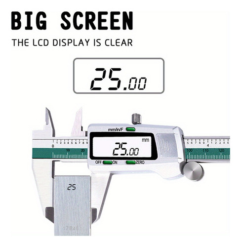 Calibre Digital Com Tela Lcd, Aço Inoxidável, Desligamento A