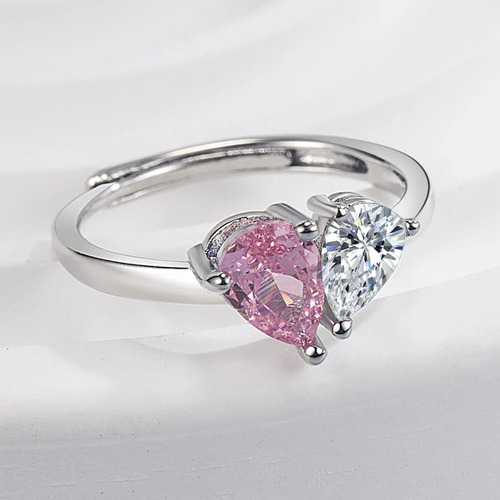 Anillos Plata 925 Corazón Ajustable Mujer Compromiso Pareja
