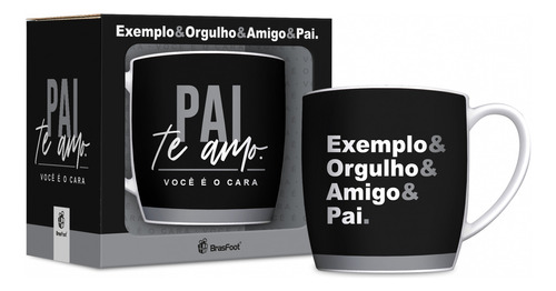Caneca Cafe Porcelana Urban 300ml Familia - Pai Amigo Cor Preto