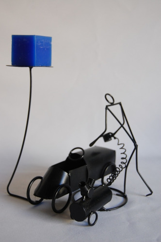 Centro De Mesa Chapista /pintor Artesanal Con Vela