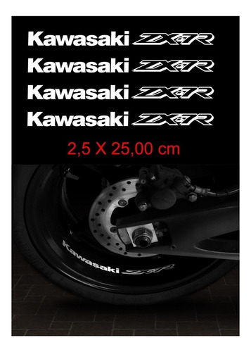 Kit Adesivos Interno Centro Roda Moto Kawasaki Zx7r Ca-10046 Cor Branco Refletivo Zx-7r