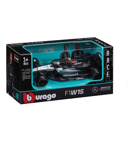 Miniatura F1 Mercedes W15 2024 Lewis Hamilton - Bburago Cor Preto