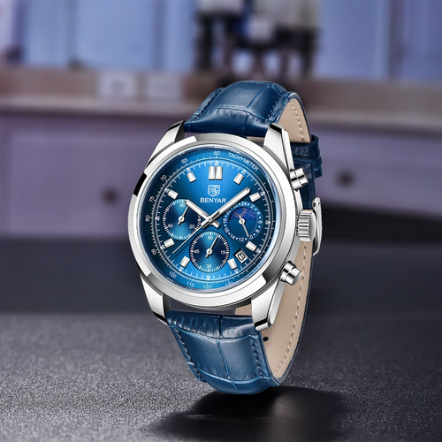 Reloj Pulsera Hombre Impermeable Benyar Reloj De Cuarzo Bisel Azul