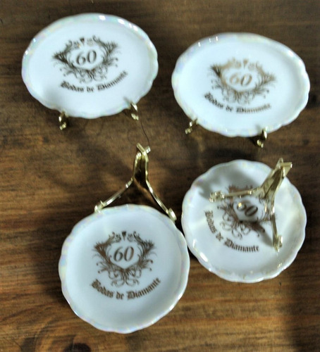 Imagem 4 de 4 de Kit Lembrancinha 5 Pratinhos Bodas Diamante 60 Anos 2 Linha