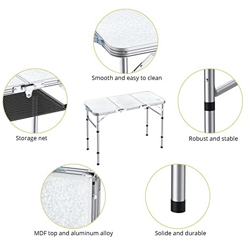 Mesa Plegable Camping, Mesa De Aluminio Camping De 3 Pi...