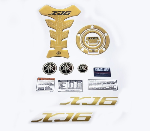 Kit Adesivo Emblema Yamaha Xj6 2012 Dourado Xj61107