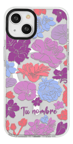 Funda Para iPhone Magsafe Mujer Flores Colores Con Nombre
