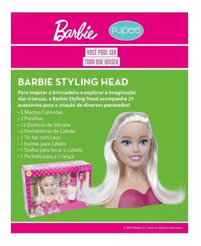 Boneca Barbie Busto Para Pentear e Maquiar Com Acessórios