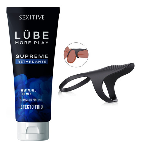 Lubricante Masculino Lube Supreme Efecto Frio + Anillo Doble