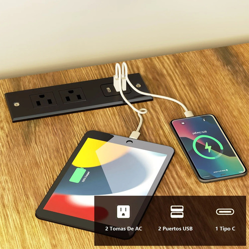 Cómoda Moderna Con Estación Carga+led Con 10 Cajones Para Tv Marrón
