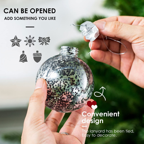 Juego De Bolas Para Adornos Navideños De Plástico Transparen