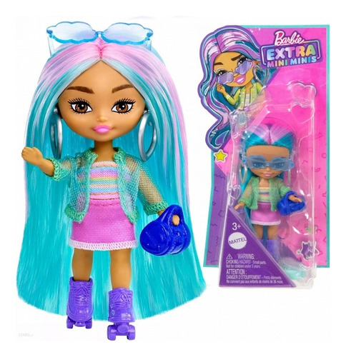 Muñeca Barbie Extra Mini Minis Cabello Azul Y Rosa 