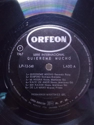 Lp Hnos. Martinez Gil Quiereme Mucho Trova Orfeón 1967 (Usado)