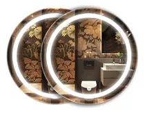 Comprar Kit 2 Espelhos Lapidados Redondos Jateados Com Led 90x90 Cm