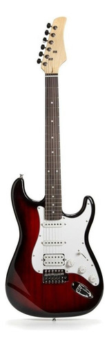 Guitarra eléctrica Femmto Stratocaster EG001 de aliso 2020 roja y negra brillante con diapasón de mdf