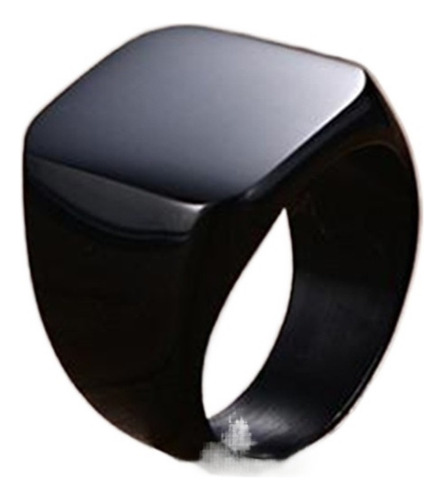 Calidad Anillo Negro Cuadrado Simple For Hombre