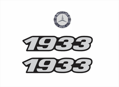 Kit Adesivos Resinados + Logo Para Mercedes Benz 1933 18066 Cor Prata