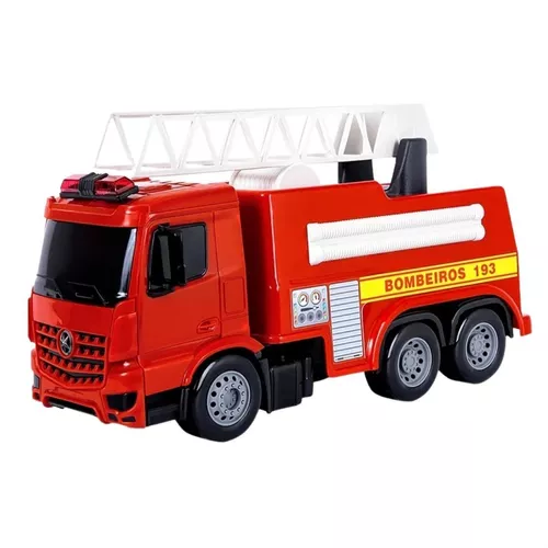 Brinquedo Caminhão Miniatura Bombeiros Resgate Vermelho A Fricção