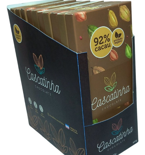 10 Barras De 80g De Chocolate 92% Cacau Sem Lactose