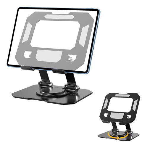 Soporte Tablet Ipad Celular Giratorio 360° Metal Regulable Negro