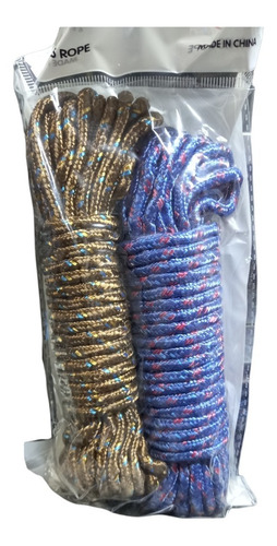 Set 2 Cuerdas Amarras Soga Multipropósito 5mm X 10m C/u