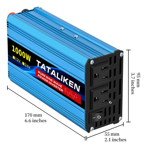 Inversor De Voltaje 12v 110v 1000w Transformador Convertidor