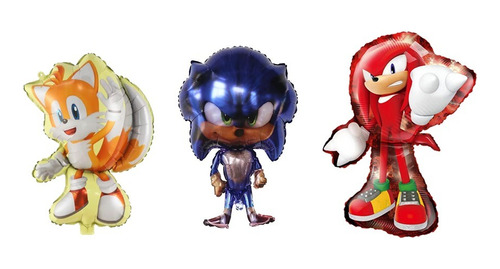 Pack 3 Globos Metalizados Sonic Personajes 70cm