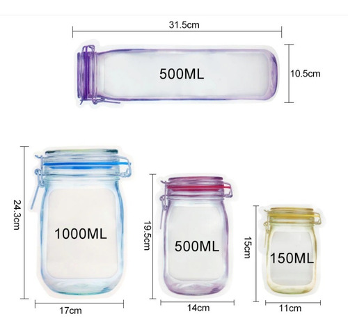 Bolsas De Silicon Reutilizables Para Alimentos Pack 4 Pzas