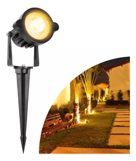 Kit 10 Luminária Espeto Jardim Led 7w Branco Quente 3000k Cor da carcaça Preto Cor da luz Branco-quente 110V/220V