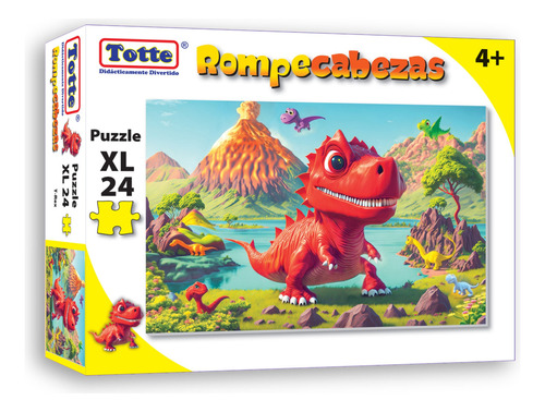 Rompecabezas Totte Dinosaurio T Rex | 24 Piezas Extra Grandes | Apto Para Uso Infantil