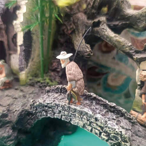 Diorama Personaje 1/64 Figuras Antiguas Hombre Pescador Gris