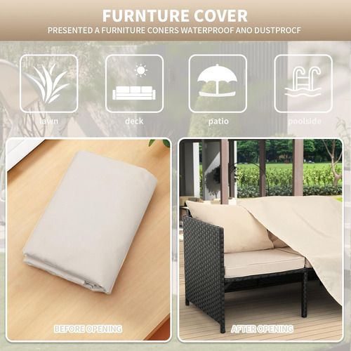Sofá Modular De 3 Piezas En Mimbre De Polietileno Para Patio