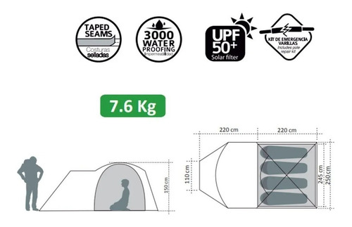 Carpa Camping Doite Llaima Xr 4 Personas 3000mm Agua