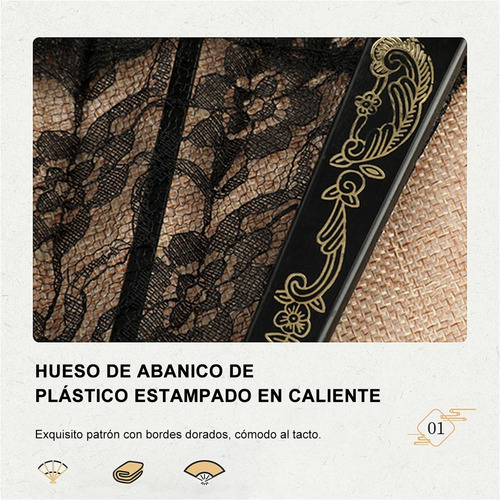 * 12 Lembranças De Leques Artísticos Pretos