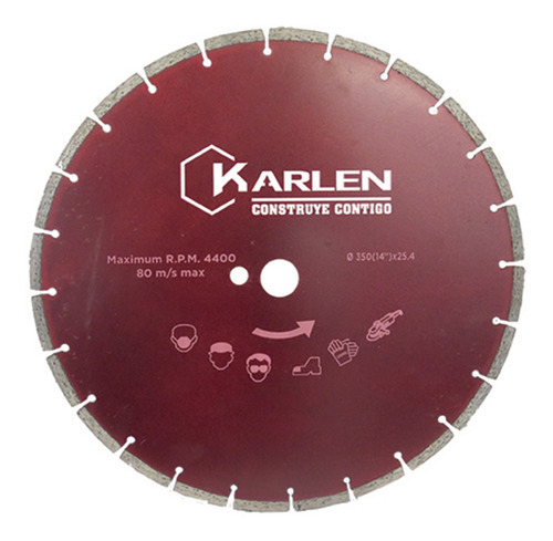 Disco Sierra Circular De Diamante 300x25.4x3x8 Karlen Color Rojo