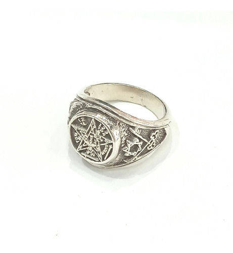 Anillo Tetragramaton Pentaculo Amuleto Protector Plata 925