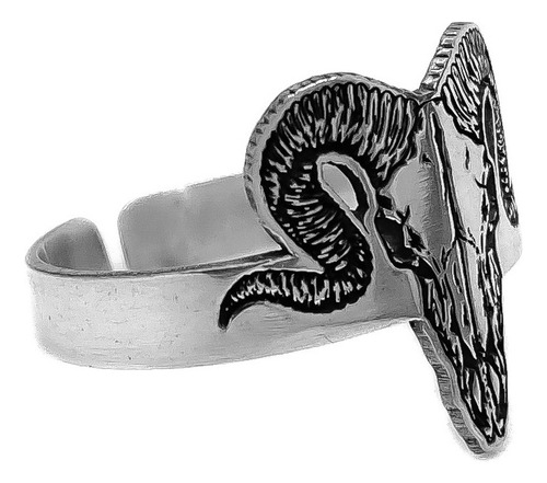 Anillo Cabra Cráneo Carnero Antílope Plata 925 Plata 925 B - Mediano Plata 925