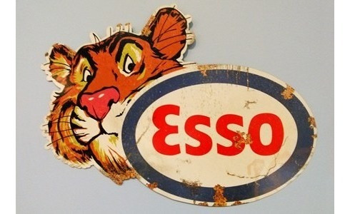 Carteles Antiguos De Chapa Gruesa 30x45cm Esso Tiger Pe-042