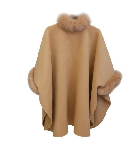 Capa Chal Mujeres Estilo Coreano Cuello De Piel De Invierno
