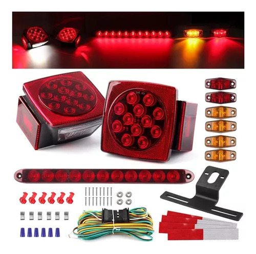 Kit De Luces Led Cuadradas Para Remolque, Parada, Giro Y Fre