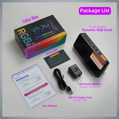 Reloj Despertador Extra Fuerte Xkx Con Luz Rgb Y Cargador Us